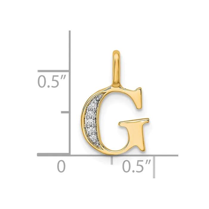 TreasureFineJewelers Necklaces 14k Yellow Gold Diamond Letter G Initial Pendant