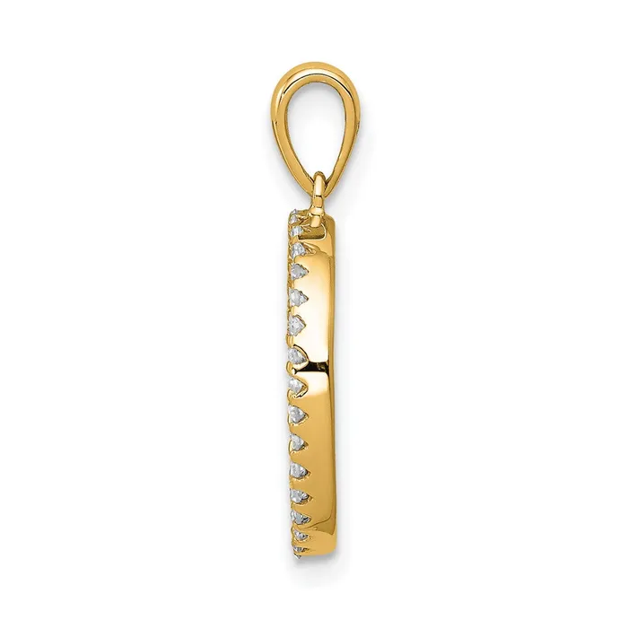 TreasureFineJewelers Necklaces 14k Yellow Gold Diamond Letter O Initial Pendant