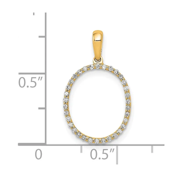 TreasureFineJewelers Necklaces 14k Yellow Gold Diamond Letter O Initial Pendant