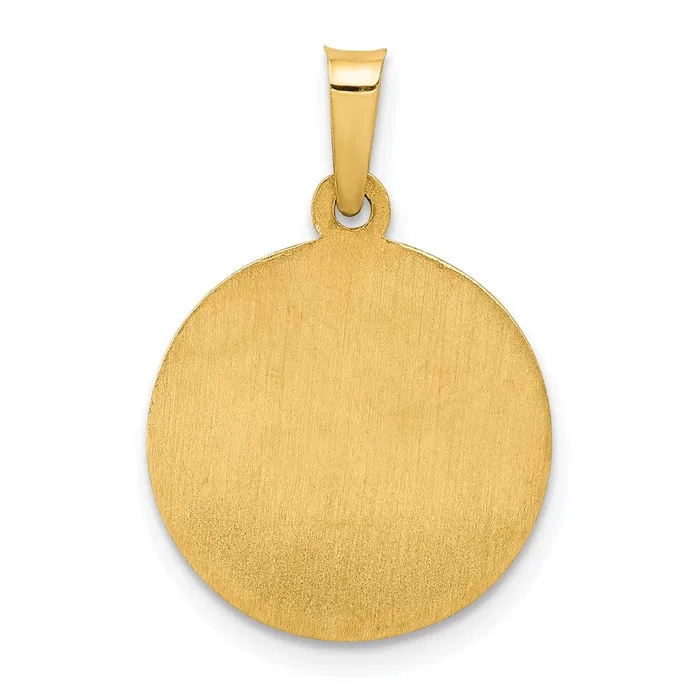 TreasureFineJewelers Necklaces 14k Yellow Gold Polished and Satin Sacred Heart of Jesus Medal Hollow Pendant