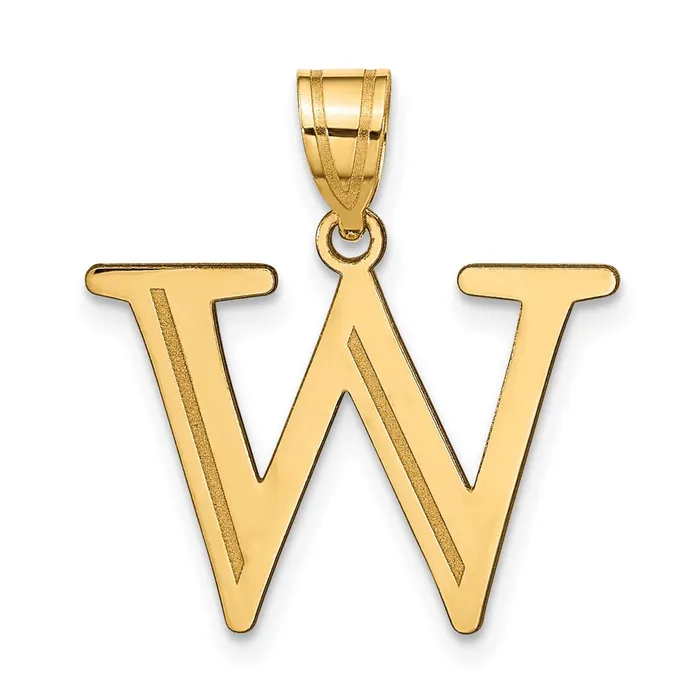 TreasureFineJewelers Necklaces 14k Yellow Gold Polished Etched Letter W Initial Pendant TreasureFineJewelers Necklaces 14k Yellow Gold Polished Etched Letter W Initial Pendant