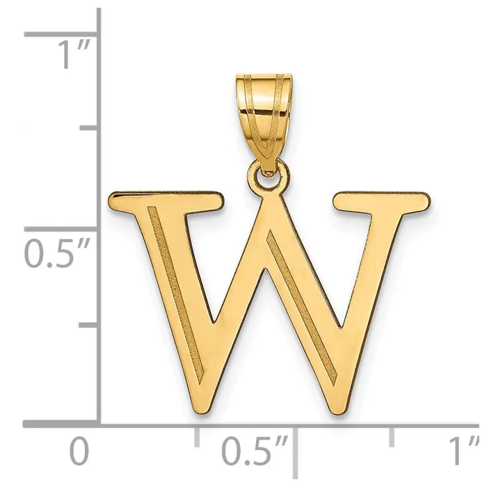 TreasureFineJewelers Necklaces 14k Yellow Gold Polished Etched Letter W Initial Pendant