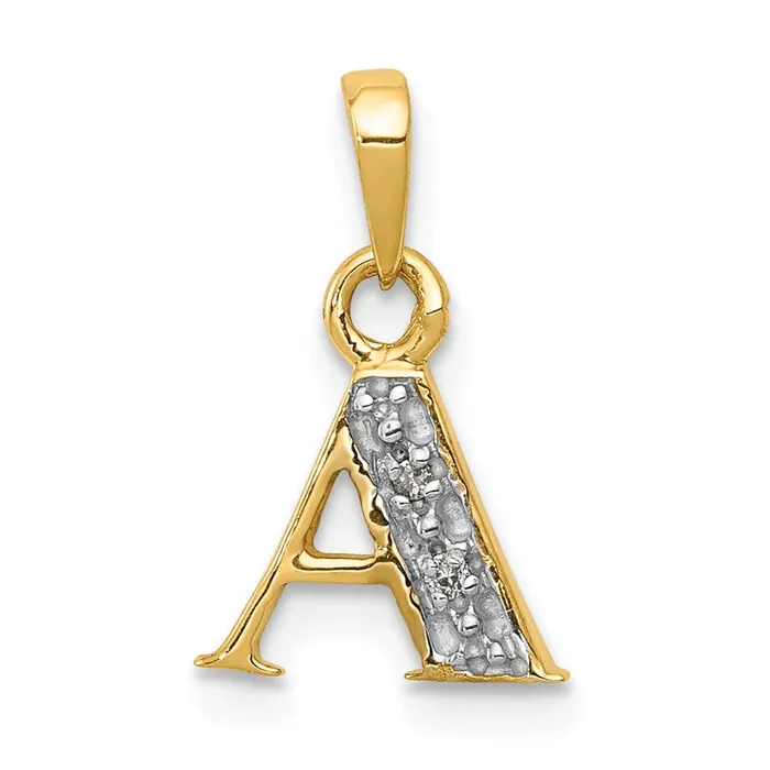 TreasureFineJewelers Necklaces 14k Yellow Gold Rhodium with Rhodium Diamond Letter A Initial Pendant TreasureFineJewelers Necklaces 14k Yellow Gold Rhodium with Rhodium Diamond Letter A Initial Pendant