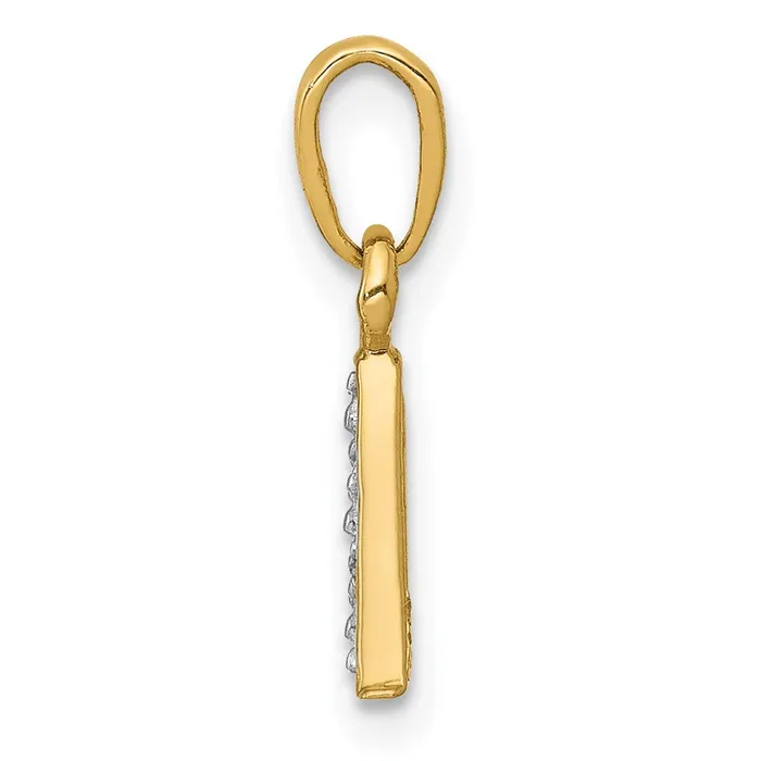 TreasureFineJewelers Necklaces 14k Yellow Gold Rhodium with Rhodium Diamond Letter A Initial Pendant