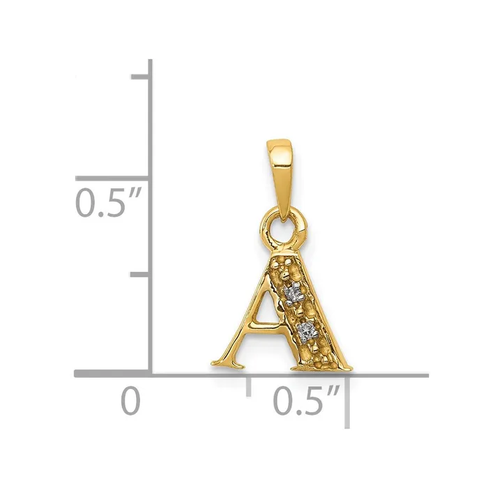 TreasureFineJewelers Necklaces 14k Yellow Gold Rhodium with Rhodium Diamond Letter A Initial Pendant
