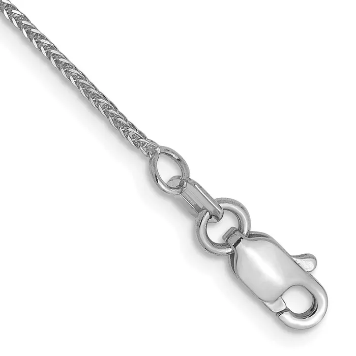 TreasureFineJewelers Necklaces Leslies 14K White Gold 8mm DC Quadra Wheat Chain Anklet TreasureFineJewelers Necklaces Leslies 14K White Gold 8mm DC Quadra Wheat Chain Anklet