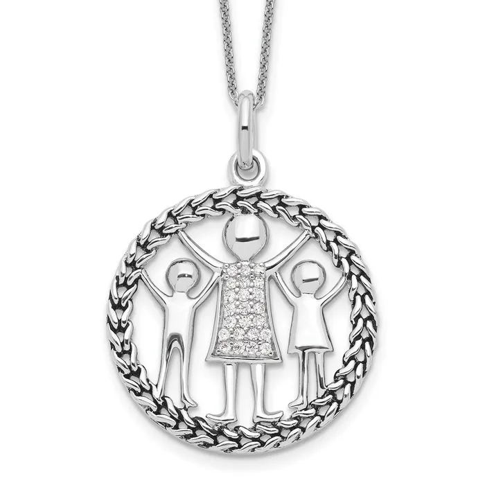TreasureFineJewelers Necklaces Sentimental Expressions Sterling Silver Rhodiumplated Antiqued Knitted Together By Love 18in Necklace TreasureFineJewelers Necklaces Sentimental Expressions Sterling Silver Rhodiumplated Antiqued Knitted Together By Love 18in Necklace