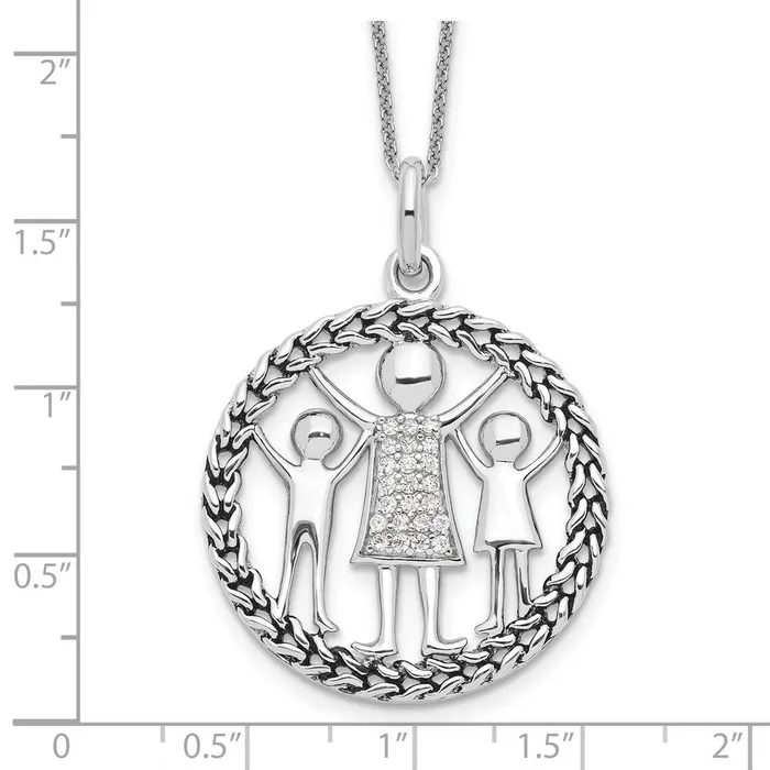 TreasureFineJewelers Necklaces Sentimental Expressions Sterling Silver Rhodiumplated Antiqued Knitted Together By Love 18in Necklace