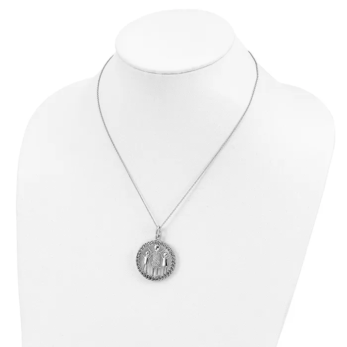 TreasureFineJewelers Necklaces Sentimental Expressions Sterling Silver Rhodiumplated Antiqued Knitted Together By Love 18in Necklace