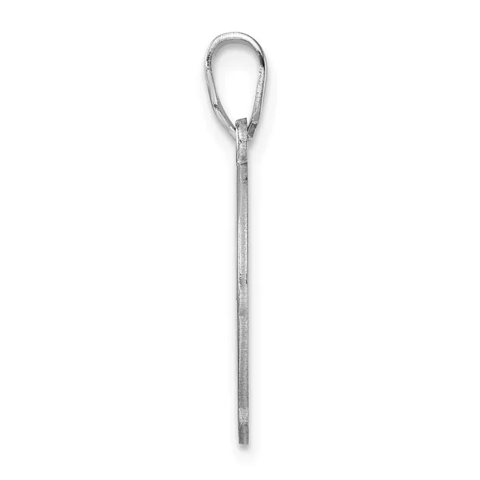 TreasureFineJewelers Necklaces Small Sterling Silver Rhodiumplated Fancy Script Letter G Initial Pendant