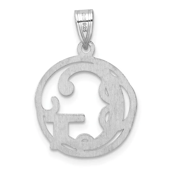 TreasureFineJewelers Necklaces Small Sterling Silver Rhodiumplated Fancy Script Letter G Initial Pendant