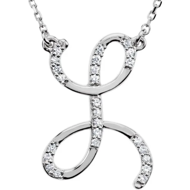 TreasureFineJewelers Necklaces Sterling Silver 18 CTW Natural Diamond Initial L 16 Necklace