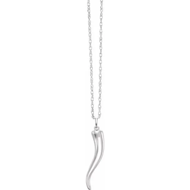 TreasureFineJewelers Necklaces Sterling Silver 2175 x 42 mm Italian Horn 1618 Necklace
