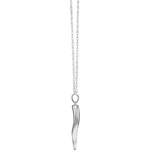 TreasureFineJewelers Necklaces Sterling Silver 2175 x 42 mm Italian Horn 1618 Necklace