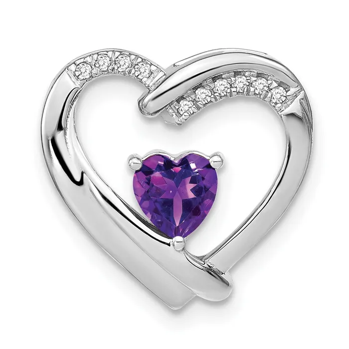 TreasureFineJewelers Necklaces Sterling Silver Amethyst and Diamond Pendant TreasureFineJewelers Necklaces Sterling Silver Amethyst and Diamond Pendant