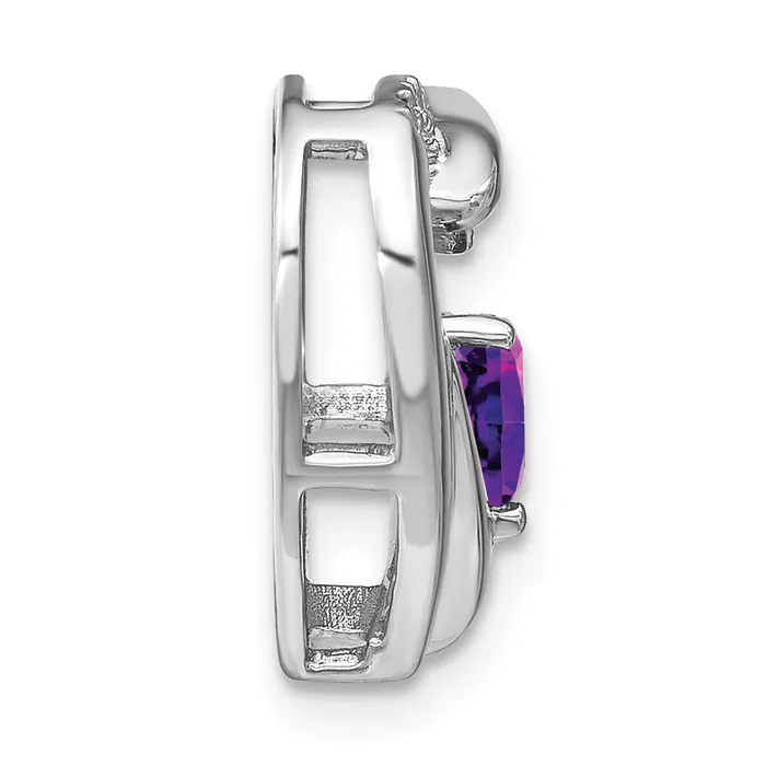 TreasureFineJewelers Necklaces Sterling Silver Amethyst and Diamond Pendant