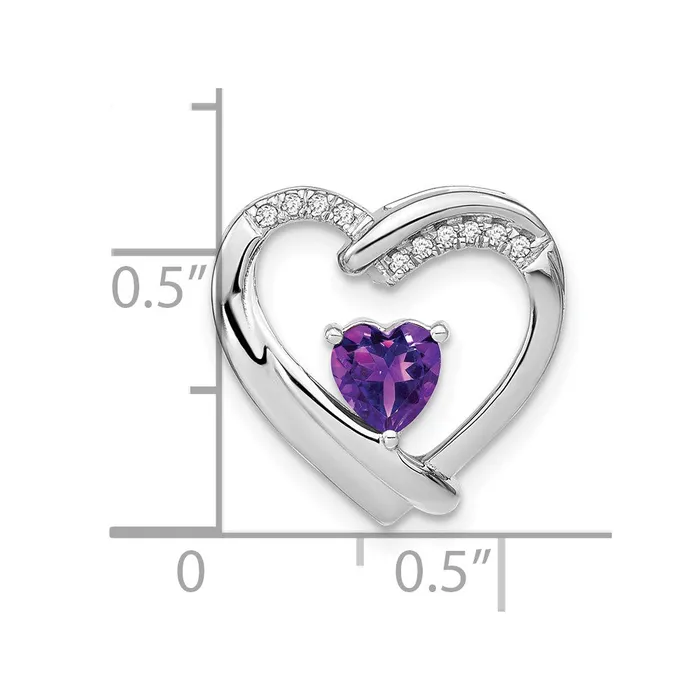 TreasureFineJewelers Necklaces Sterling Silver Amethyst and Diamond Pendant