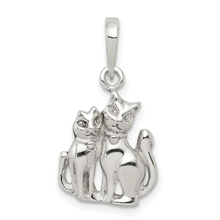 TreasureFineJewelers Necklaces Sterling Silver Cats Pendant