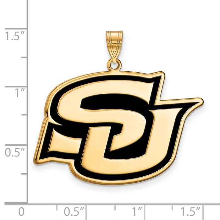 TreasureFineJewelers Necklaces Sterling Silver Goldplated Southern University Jaguars Extra Large Enameled Pendant