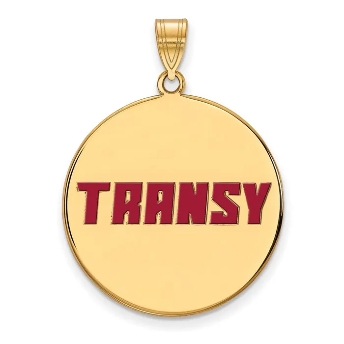 TreasureFineJewelers Necklaces Sterling Silver Goldplated Transylvania University Extra Large Enameled Disc Pendant TreasureFineJewelers Necklaces Sterling Silver Goldplated Transylvania University Extra Large Enameled Disc Pendant