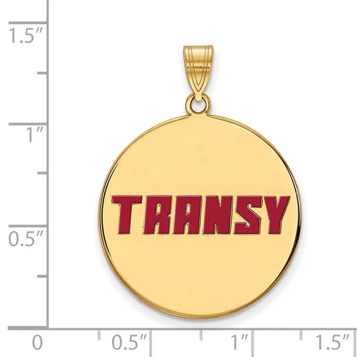 TreasureFineJewelers Necklaces Sterling Silver Goldplated Transylvania University Extra Large Enameled Disc Pendant