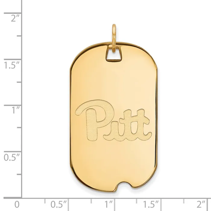 TreasureFineJewelers Necklaces Sterling Silver Goldplated University of Pittsburgh Large Dog Tag Pendant