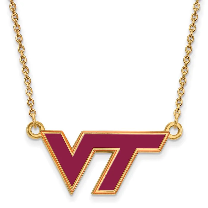 TreasureFineJewelers Necklaces Sterling Silver Goldplated Virginia Tech VT Small Enameled Pendant 18 inch Necklace TreasureFineJewelers Necklaces Sterling Silver Goldplated Virginia Tech VT Small Enameled Pendant 18 inch Necklace