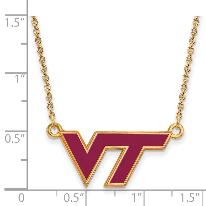 TreasureFineJewelers Necklaces Sterling Silver Goldplated Virginia Tech VT Small Enameled Pendant 18 inch Necklace