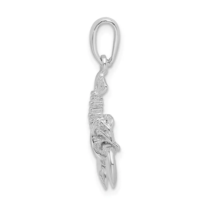 TreasureFineJewelers Necklaces Sterling Silver Polished 3D Moveable Lobster Pendant