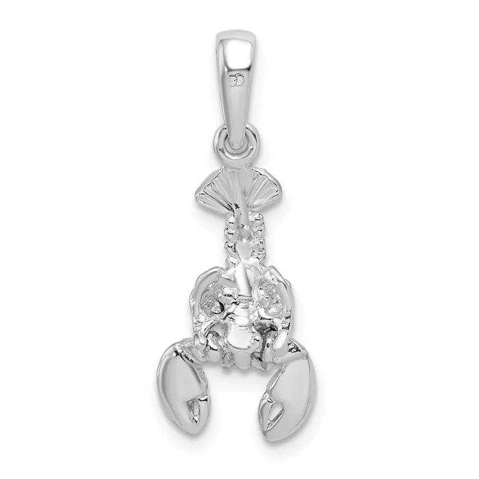 TreasureFineJewelers Necklaces Sterling Silver Polished 3D Moveable Lobster Pendant