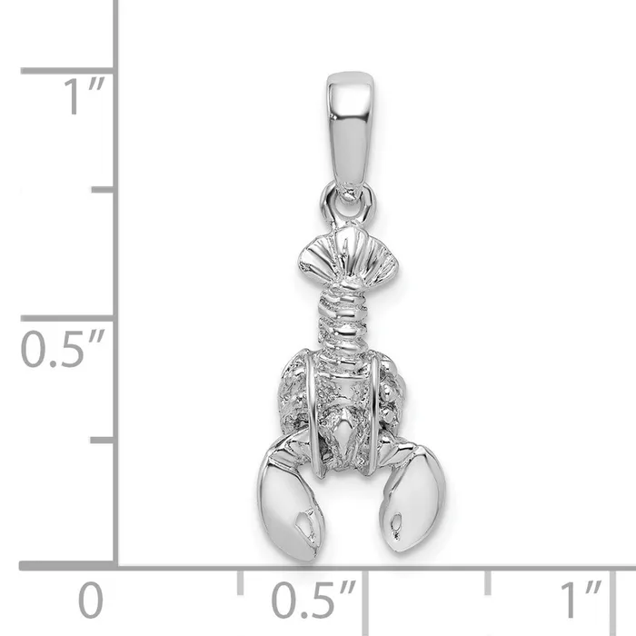 TreasureFineJewelers Necklaces Sterling Silver Polished 3D Moveable Lobster Pendant