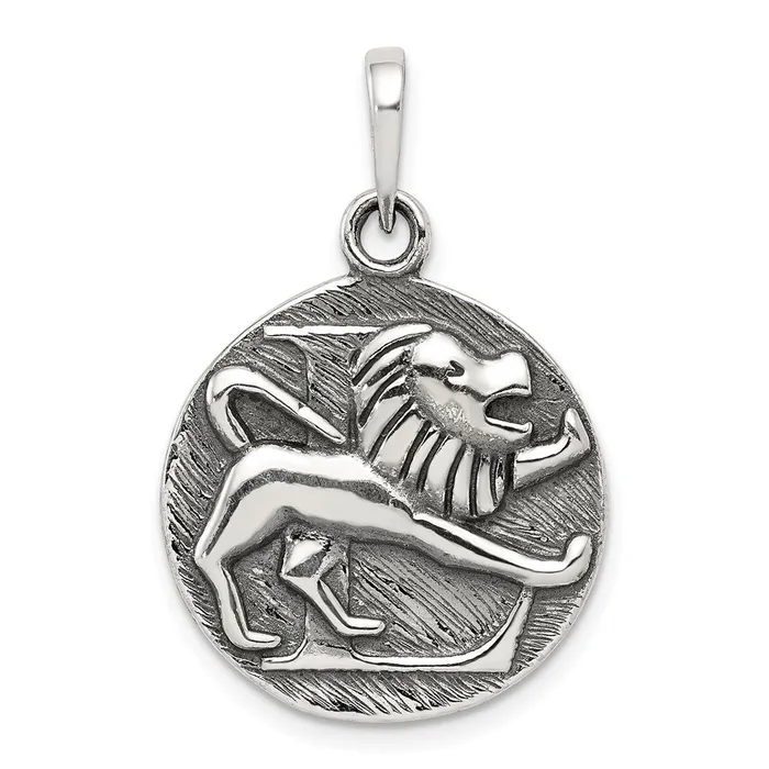 TreasureFineJewelers Necklaces Sterling Silver Polished Antique Finish Leo Horoscope Pendant TreasureFineJewelers Necklaces Sterling Silver Polished Antique Finish Leo Horoscope Pendant