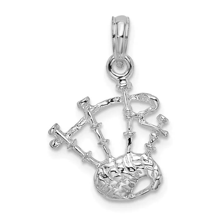 TreasureFineJewelers Necklaces Sterling Silver Polished Bagpipes Pendant