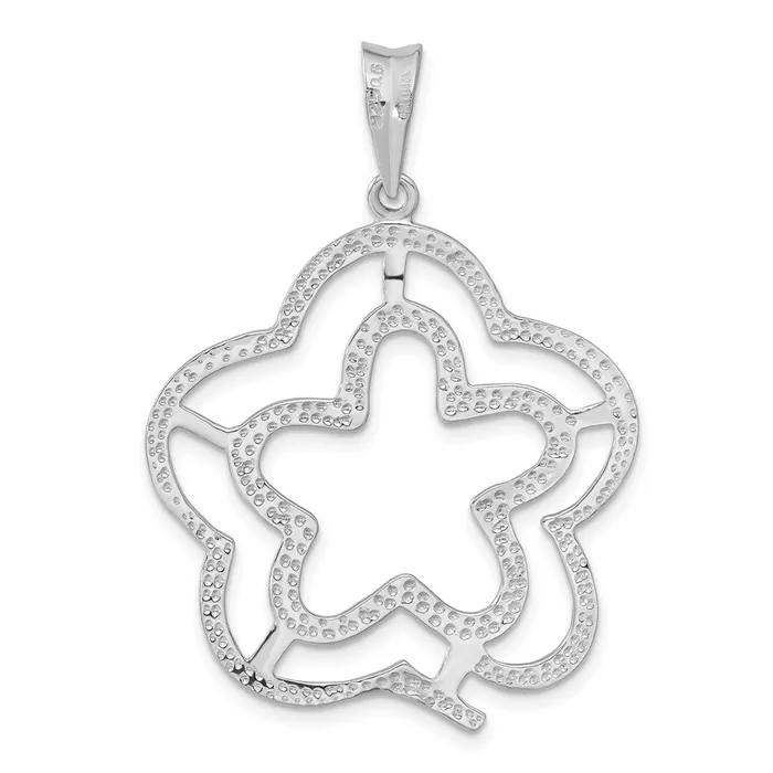 TreasureFineJewelers Necklaces Sterling Silver Polished Flower Pendant