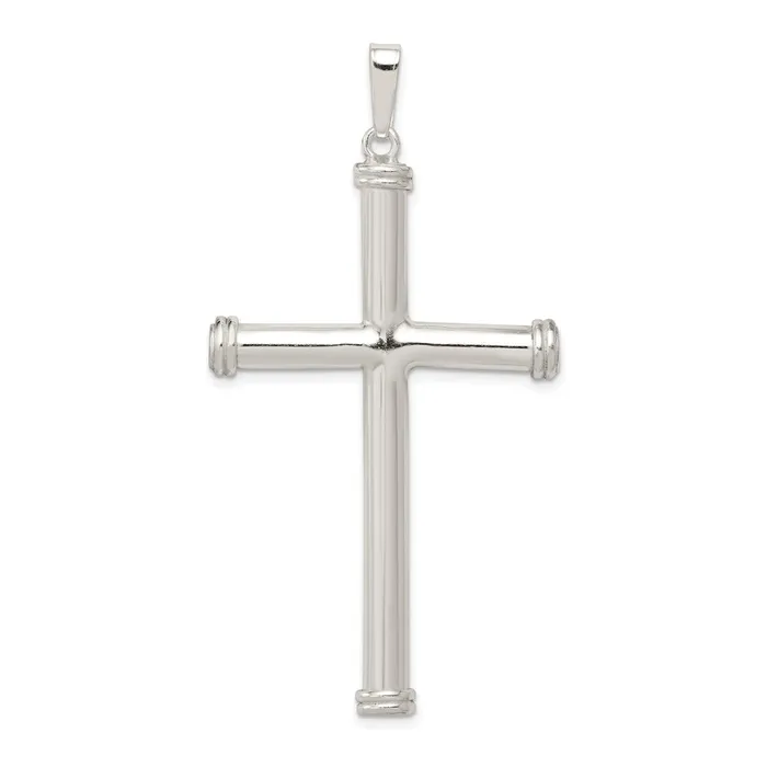 TreasureFineJewelers Necklaces Sterling Silver Polished Hollow Cross Pendant TreasureFineJewelers Necklaces Sterling Silver Polished Hollow Cross Pendant