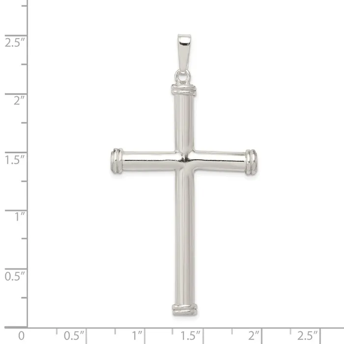 TreasureFineJewelers Necklaces Sterling Silver Polished Hollow Cross Pendant