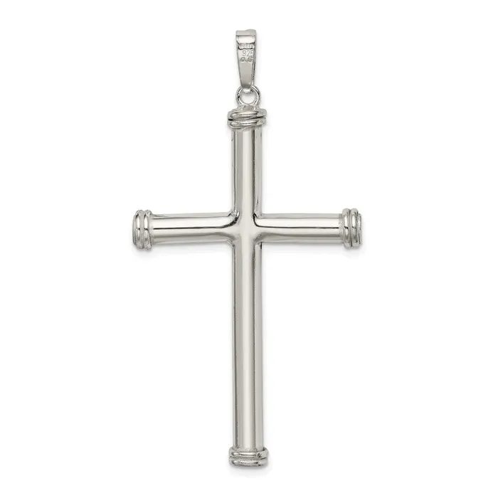 TreasureFineJewelers Necklaces Sterling Silver Polished Hollow Cross Pendant
