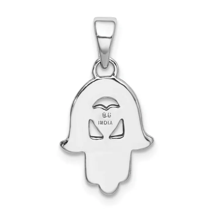 TreasureFineJewelers Necklaces Sterling Silver Rhodium Enamel Glitter Fabric Glass Stone Hamseh Pendant