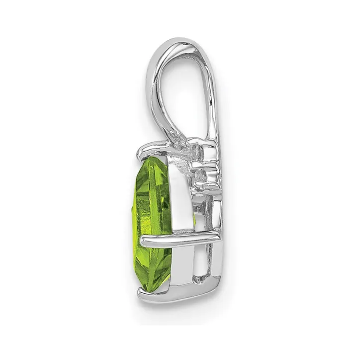 TreasureFineJewelers Necklaces Sterling Silver Rhodium Plated Diamond and Peridot Square Pendant