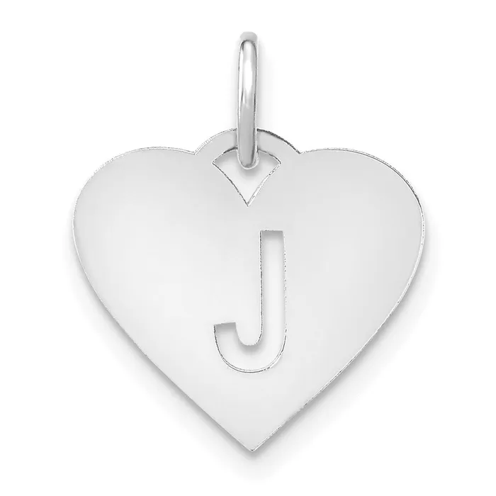 TreasureFineJewelers Necklaces Sterling Silver Rhodiumplated Heart Letter J Initial Charm TreasureFineJewelers Necklaces Sterling Silver Rhodiumplated Heart Letter J Initial Charm