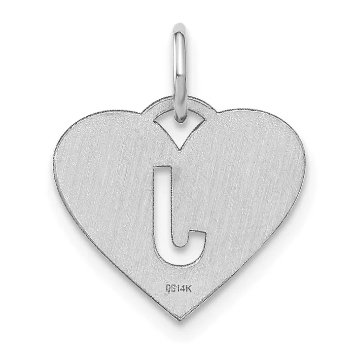 TreasureFineJewelers Necklaces Sterling Silver Rhodiumplated Heart Letter J Initial Charm