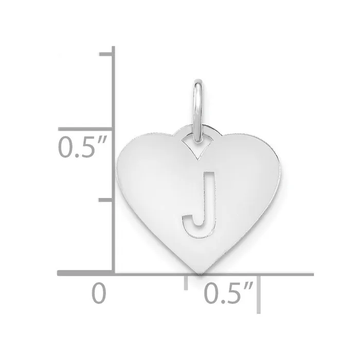 TreasureFineJewelers Necklaces Sterling Silver Rhodiumplated Heart Letter J Initial Charm