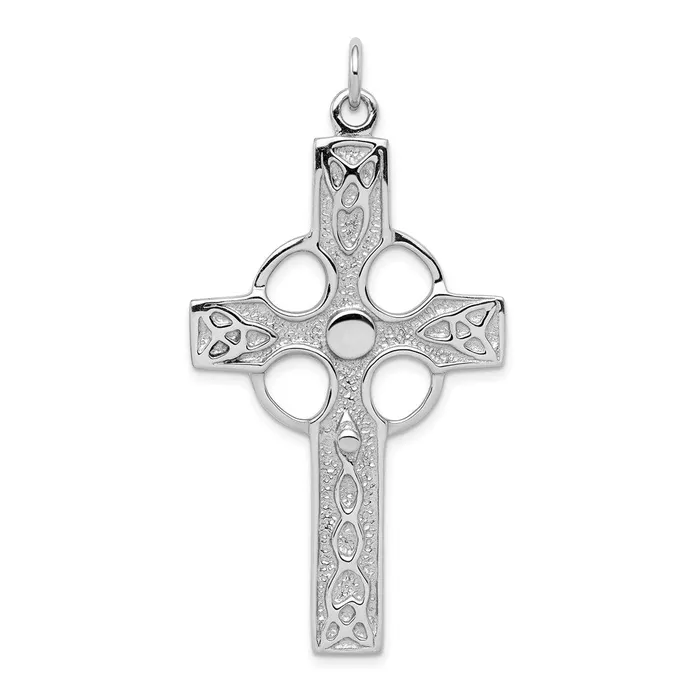 TreasureFineJewelers Necklaces Sterling Silver Rhodiumplated Polished Celtic Cross Pendant TreasureFineJewelers Necklaces Sterling Silver Rhodiumplated Polished Celtic Cross Pendant