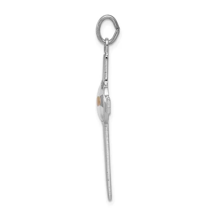 TreasureFineJewelers Necklaces Sterling Silver Rhodiumplated Polshd Epxy Cross wMustard Seed Pendant