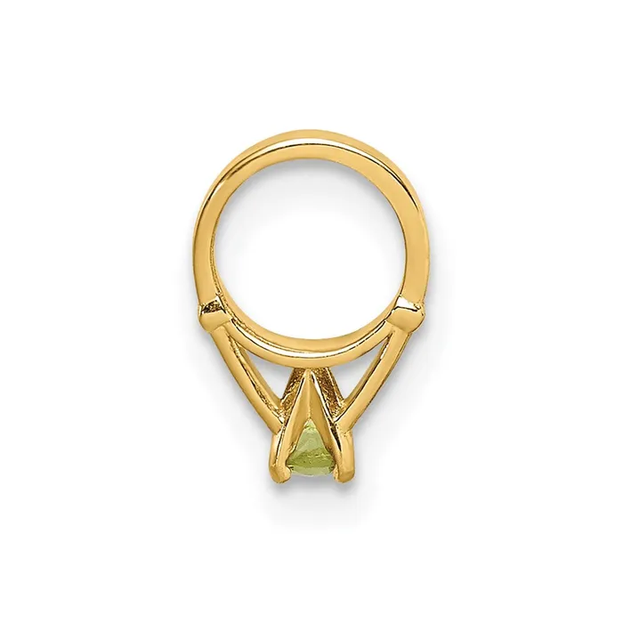 TreasureFineJewelers Rings 14k Yellow Gold 3D Ring with Light Green Glass Stone Charm