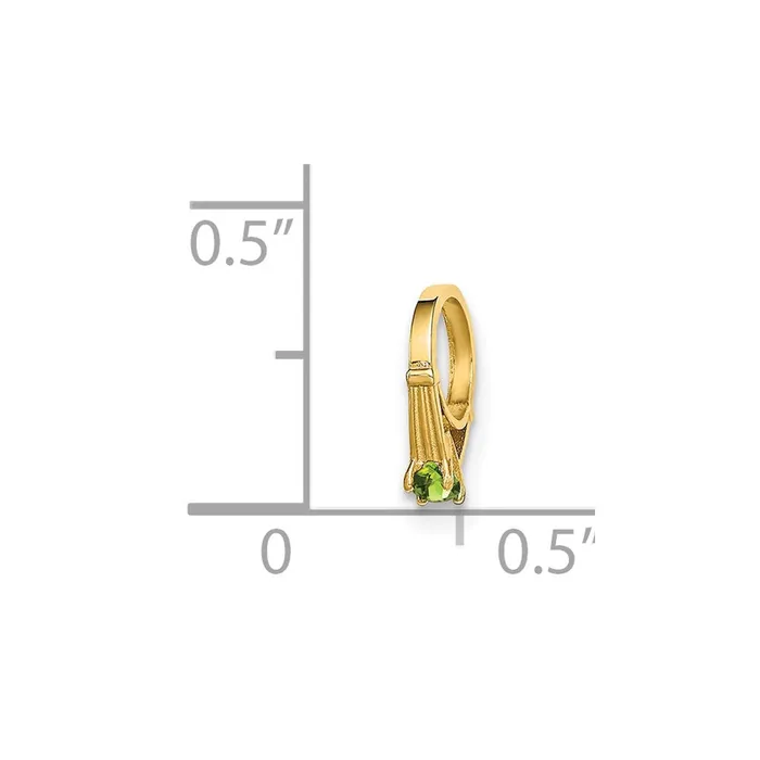 TreasureFineJewelers Rings 14k Yellow Gold 3D Ring with Light Green Glass Stone Charm