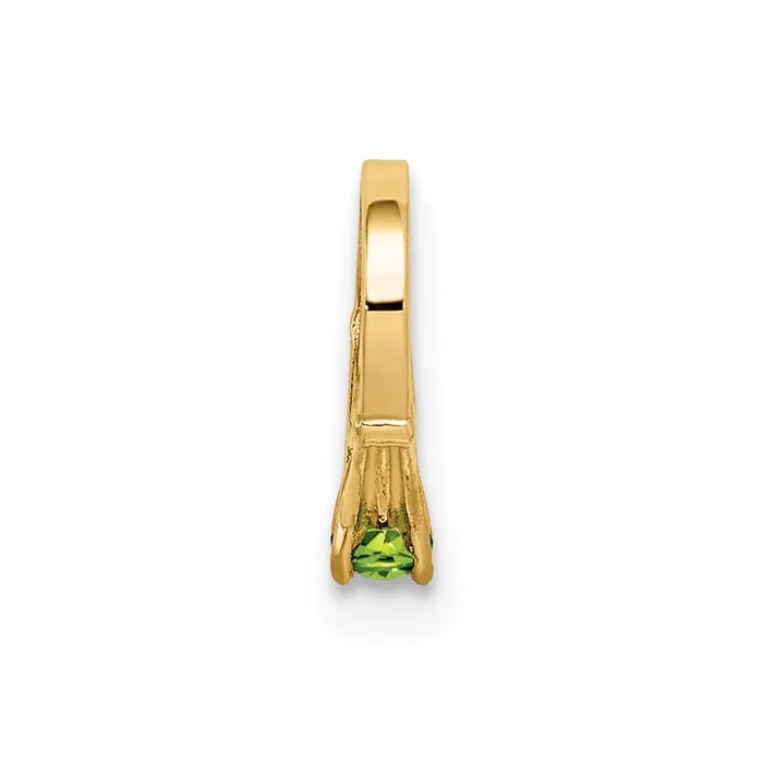 TreasureFineJewelers Rings 14k Yellow Gold 3D Ring with Light Green Glass Stone Charm