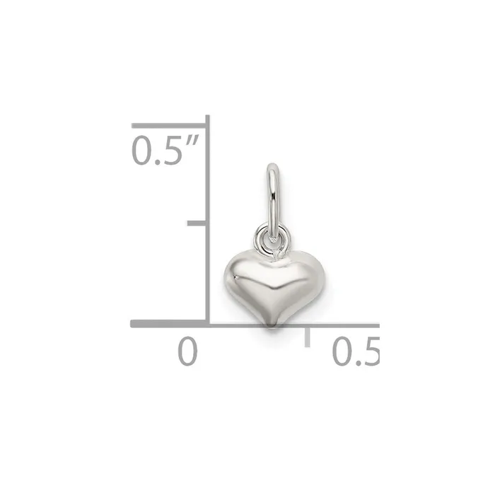 TreasureFineJewelers Rings Sterling Silver Polished Puffed Heart Charm