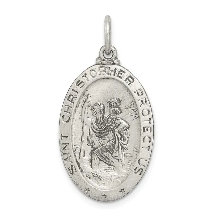 TreasureFineJewelers Rings Sterling Silver StChristopher Football Medal