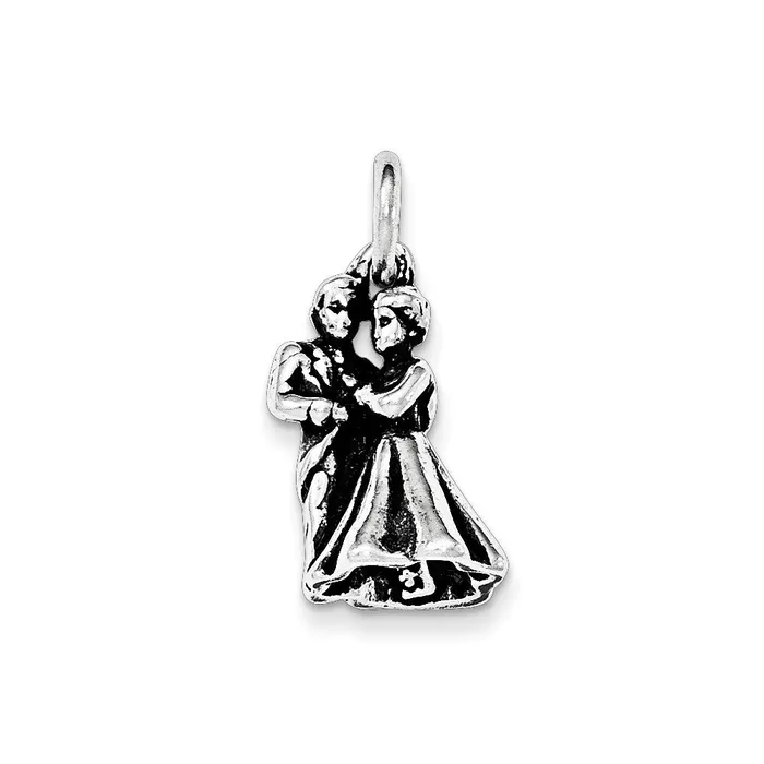 TreasureFineJewelers Sterling Silver Antiqued Man Woman Embracing Pendant Necklaces TreasureFineJewelers Sterling Silver Antiqued Man Woman Embracing Pendant Necklaces